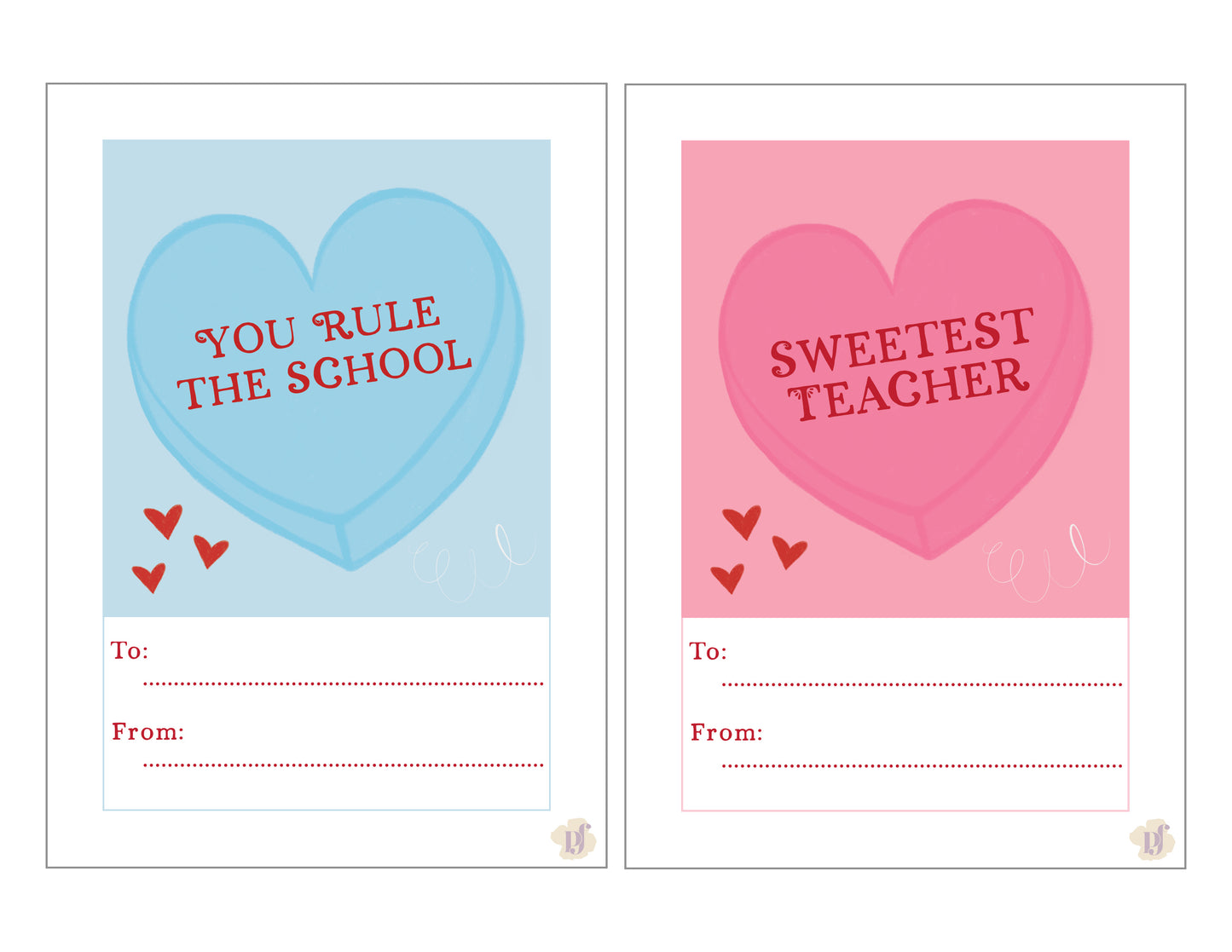 Kids Candy Heart Valentine’s Day Cards